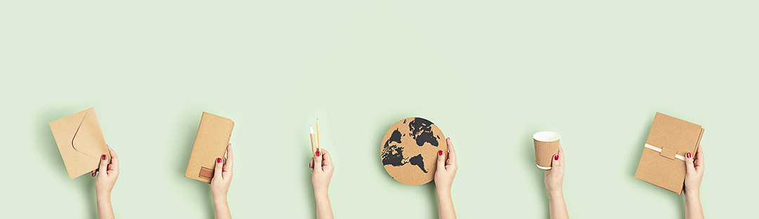 women hands holding various sustainable items